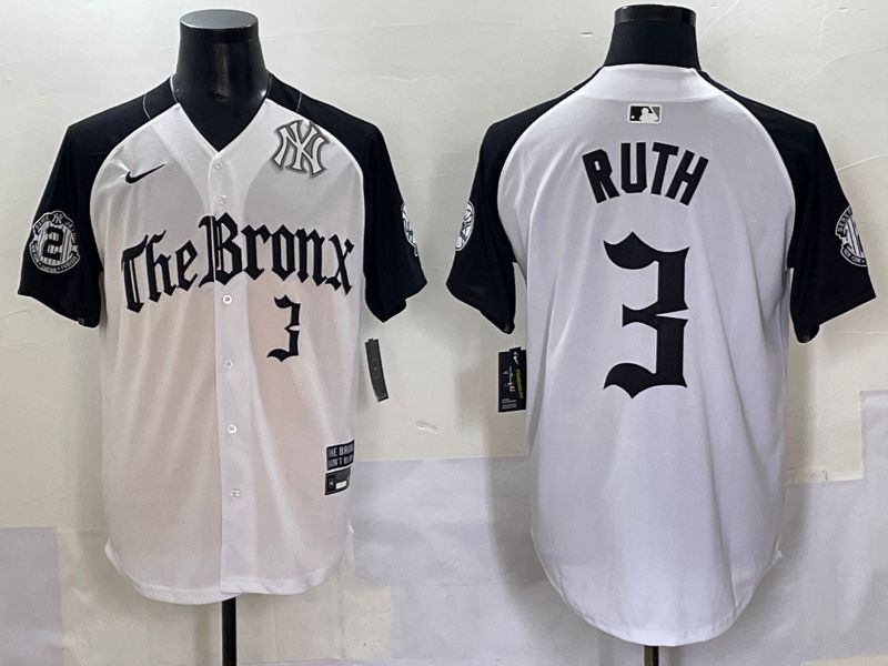 Men 2025 New York Yankees #3 Ruth White black Five generations Joint Name Nike MLB Jersey style 55->new york yankees->MLB Jersey